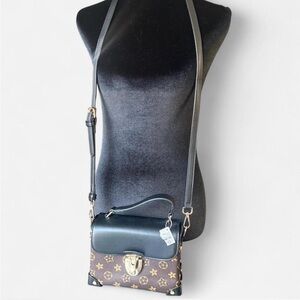 Brown Monogram Designer Inspired Top Handle Crossbody Bag